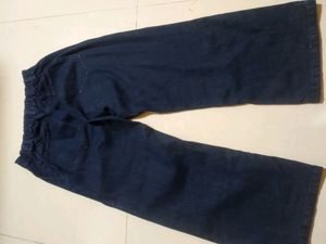 Wide Leg Dark Blue Jeans Size - L