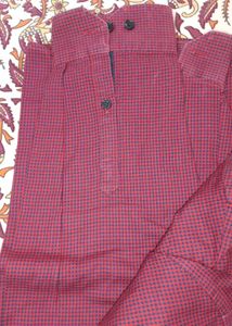 Men's Red Checkered Cotton Shirt
