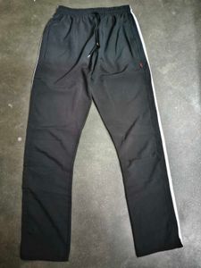 Black track pant with White Strips and buttons