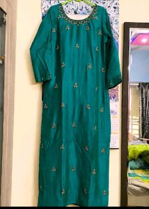 Teal Kurta Set with Floral Dupatta🦚🦚