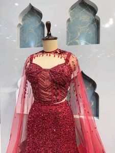 Stunning Red Sequin Lehenga Choli