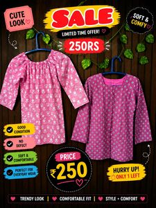 Two Pink Printed short Kurtas