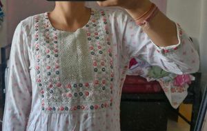 Embroidered White Kurta