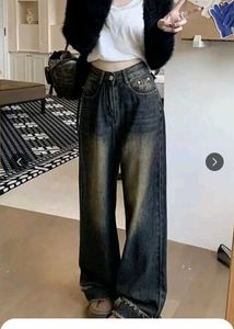 Korean Wide Leg Vintage Wash Jeans