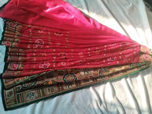 Elegant Pink &amp; Green Saree