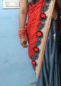 Beautiful Red and gray with embroidery