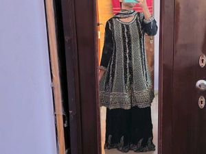 Black Embroidered frock Palazzo Set