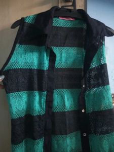Striped Sleeveless Button-Down Top