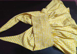 Yellow Gingham Tie-Front Top
