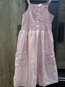 Striped Summer Midi Pink Dress🎀🫶🏻