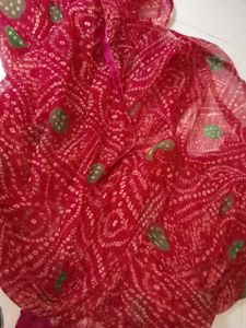 Vibrant Red Bandhani Saree