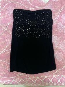 Black Embellished Bandeau Top