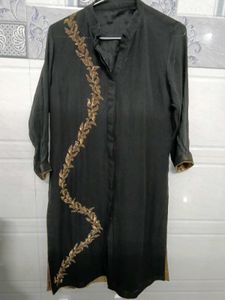 Elegant Black Kurti with Copper Embellish