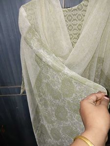 Elegant Green Printed Kurta Set with Dupatta