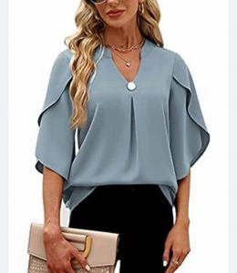 Stylish Blue Butterfly Sleeve Top
