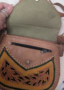 100% Genuine Camel Leather Boho Style Sling Bag