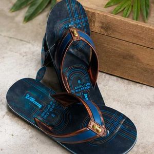 💙 Women’s Stylish Blue &amp; Brown Trendy Flip Flops