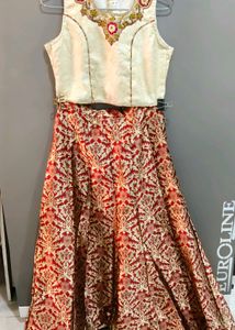 Elegant Red Brocade Lehenga Choli Set