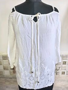 Boho Off-the-Shoulder Eyelet Top