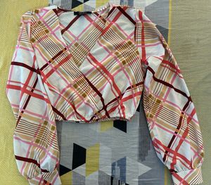 Chic Plaid Wrap Cropped Top