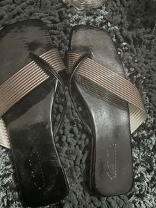 Sleek Black & Silver Flats