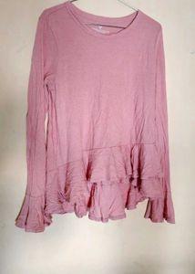 Pink Ruffle Long Sleeve Top
