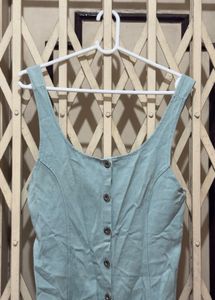 Light Blue Button-Down Mini Dress