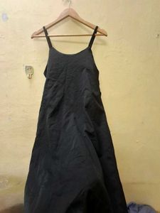Black Spaghetti Strap satin Dress