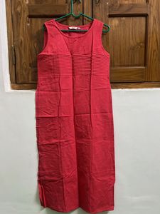 Coral Pink Sleeveless Midi Dress