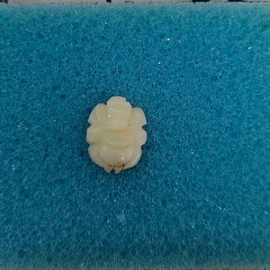 Ganesha Charm Pendant oval white real coral gemsto