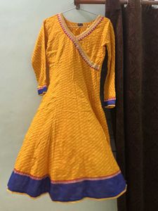 Yellow Printed anarkali