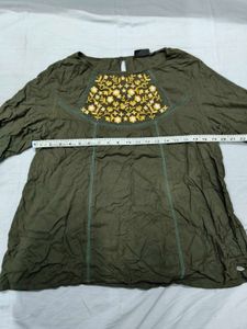 Embroidered Olive Green Top