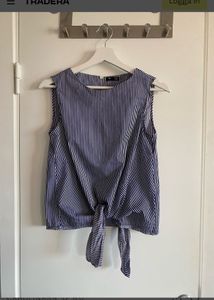 Striped Tie-Front Sleeveless Top