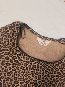H&amp;M Leopard Print Lace-Trim Top