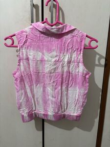 Pink Tie-Dye Sleeveless Top