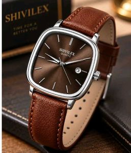 SHIVILEX Brown Leather Watch Strap