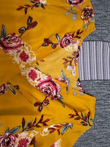 Chic Yellow Floral Bell Sleeve Top
