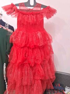 PARTY WEAR RED SHIMMER GOWN