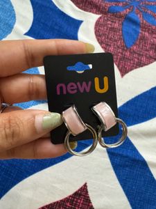 New U Pink Hoop Earrings