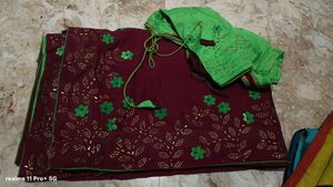 Maroon Embroidered Saree