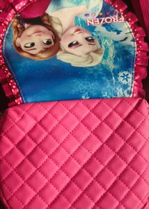Frozen Elsa & Anna Quilted Pink Purse
