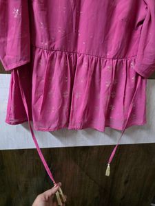 Beautiful Pink Kurti with Silver Print