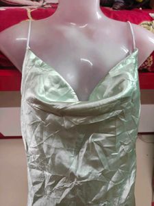 Satin Slip Dress - Mint Green