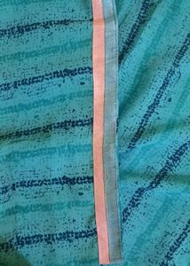Beautiful Teal Saree with Striped Pattern