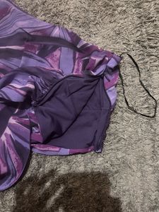 H&amp;M Purple Abstract Print One-Shoulder Cropped Tie