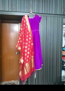 customized Stunning Purple Embroidered Ethnic Gown