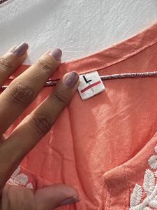 Elegant Embroidered Peach Kurta