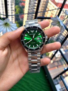EMPORIO ARMANI – GREEN DIAL TWO-TONE WATCH ⌚💚