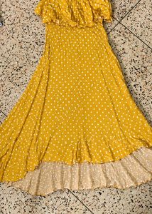 Yellow Polka Dot Off-Shoulder Dress