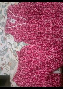 Vibrant Pink Printed Cord set in XL size